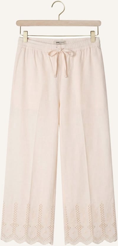 Nono Sunet Pants With Embroidered Borders Broeken Meisjes - Beige - Maat 134/140