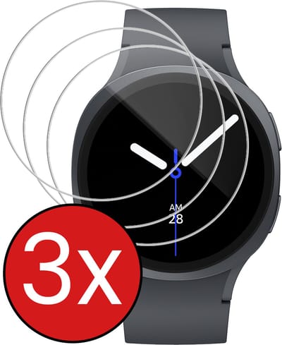 Screenprotector - 3 Stuks - Geschikt voor Samsung Galaxy Watch 8 (40 mm) - Sterk & Shockproof - Tempered Glass - Gehard Glas - Beschermglas Screen Cover - Bescherm Protector voor Smartwatch
