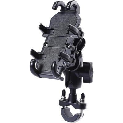 Support de téléphone de moto, support de téléphone de vélo réglable rotatif à 360 ° rétroviseur de moto Handlebar Style noir