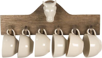 Clayre & Eef Mokkenrek Set van 6 48x9x17 cm Bruin Hout Koe