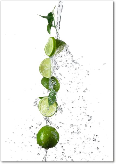Tulup Glasschilderij - Schilderij Op Glas Limoenen - 70 cm x 100 cm - Grün Foto Op Glas - Foto In Glas - Boheemse Glaskunst - Foto Glas - Glasdecoratie voor het Kantoor