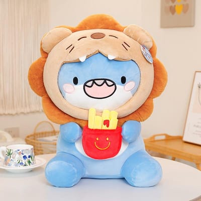 3045Cm Peluche Douce Bleue Requin Rond Peluche Jouet Rempli Dessin Animé Animal Marin Assis Couché Poupée Apaisante Cadeau d'Anniversaire 30cm