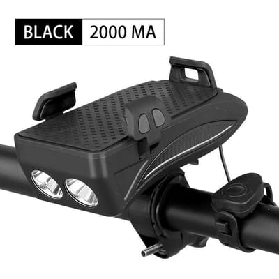 2000/4000 mAh Powerbank Mobiele telefoonhouder met fietskoplamp Luidspreker Hoorn Buitenrijden 2000mah