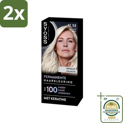 SYOSS - Coloration 12-53 Platinum Pearl - Haarverf - Grijsdekking - Vermindert Haarbreuk - Voordeelverpakking - 2 stuks - Haarkleur SYOSS - Professionele haarkleur