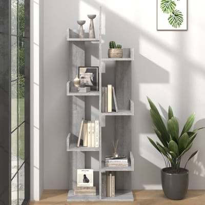 vidaXL - Boekenkast - 48x25,5x140 - cm - bewerkt - hout - grijs - sonoma - eikenkleur