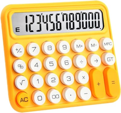 Rekenmachine Groot LCD - Cijfermachine Bureau - Kantoor School - Mechanische Ronde Knop - 152x132x32 mm - Blauw