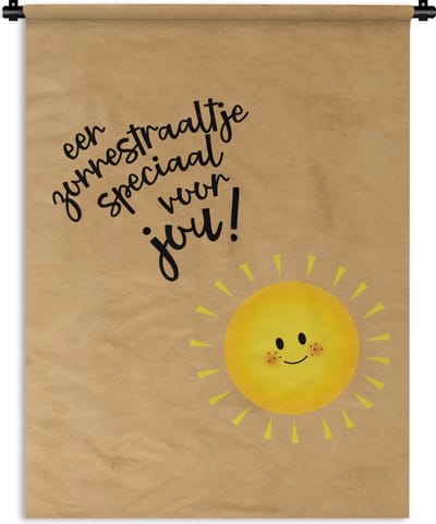 Wandkleed - Wanddoek - Beterschap - Quotes - Zon - 90x120 cm - Wandtapijt