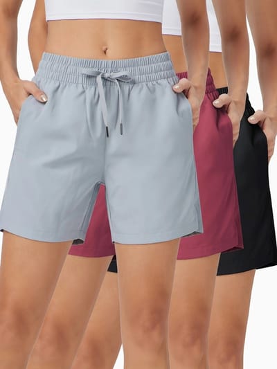 Livano Korte Broek Dames - Spijkerbroek - met Zakken - Volwassenen - Jongens - Shorts - 3 Pcs - Zwart/Lichtgrijs/Rood - Maat XS