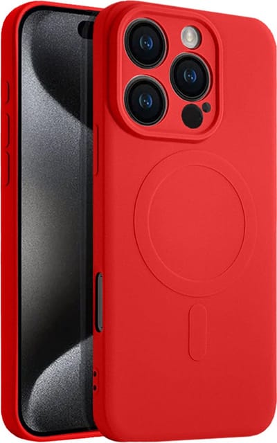 Casify Siliconen Hoesje geschikt voor MagSafe iPhone 16 Pro Hoesje - Rood