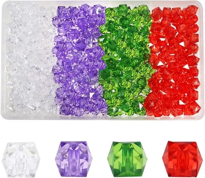 320 Stuks 4 Kleuren Cube Acryl Vierkante Kralen Facet Kristallen Kralen 10mm voor Handgemaakte Armbanden en Kettingen