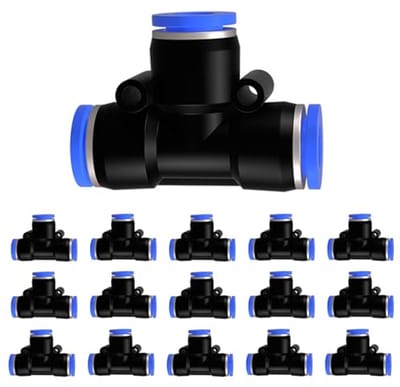 8 mm OD pneumatische stekkerverbinding - 15 stuks 3-weg T-stukken snelschroefverbindingen - kunststof buis PE luchtleidingsadapter - Push in Connect