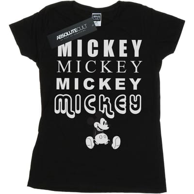 Disney Dames/Dames Mickey Mouse Zittend Katoenen T-Shirt (Zwart)