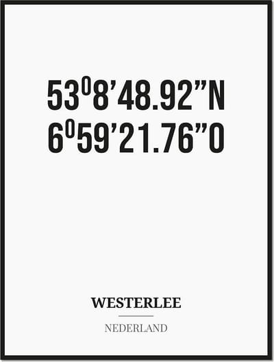 Poster/kaart WESTERLEE met coördinaten