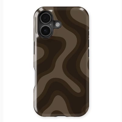 DripCase Curvy Lines Hoesje geschikt voor iPhone 17 | Backcover met Mag | Design Tough Case geschikt voor iPhone 17 Espresso Wave