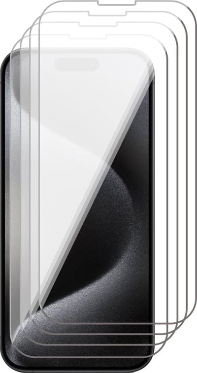 Screenprotector geschikt voor iPhone 15 Pro - 4x Gehard Glas Screen Protector GlassGuard