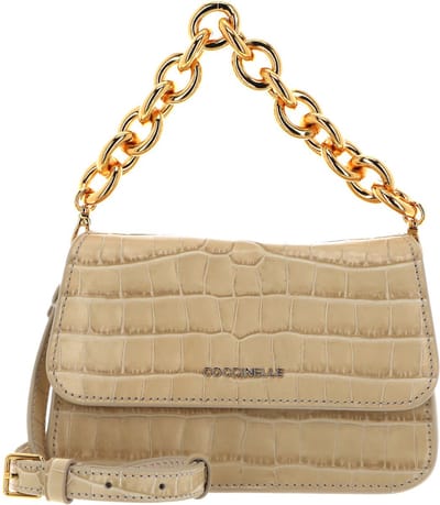 COCCINELLE Leren Schoudertas Avondtas Mini Bag Crossbody Croco Soft Silk Wit