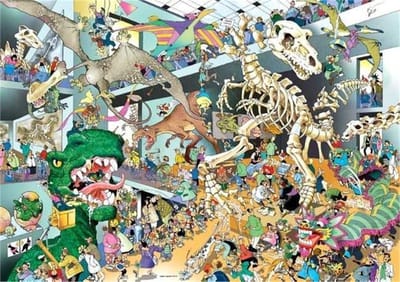 Dinos Puzzel - Dinosaurussen Puzzel - Ontspannen Tijd Verdrijven - Grote Illustratie - 1000 Stukjes - Wit
