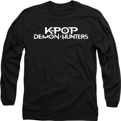 K-Pop Demon Hunters Unisex T-shirt met lange mouwen en logo voor volwassenen (Zwart, Wit)