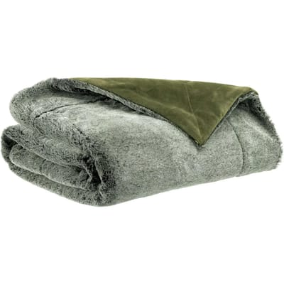 Deken Vivaraise Kinta in olijfkleurig polyester - 130 x 160 cm
