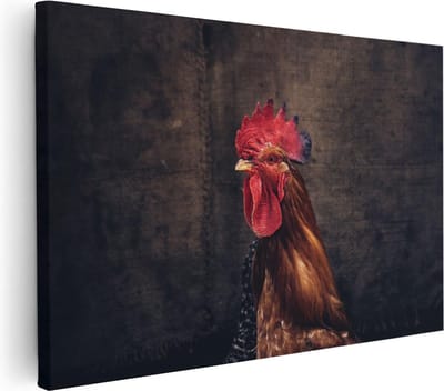 Artaza Canvas Schilderij Dierenkop Haan - 30x20 cm - Klein - Muurdecoratie Portret - Wanddecoratie Dieren - Kamer Accessoires