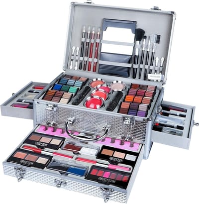 Complete Make-up Set voor Vrouwen, Inclusief Oogschaduw, Lipgloss en Concealer, Essentiële Startbundel in Draagbare Cosmetica Doos