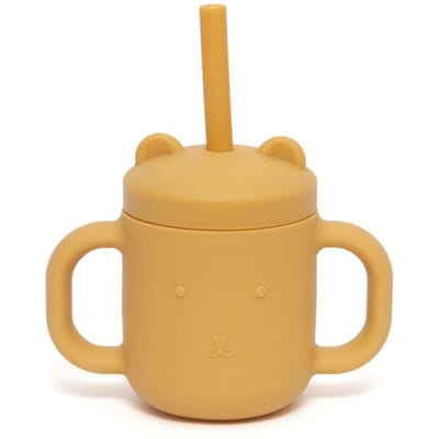 Petit Monkey siliconen sippy cup met oren ochre