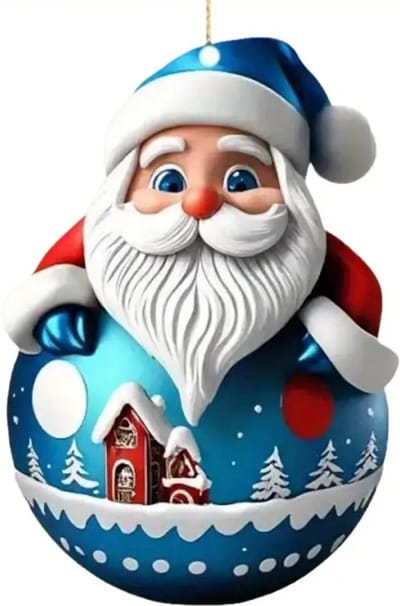 Livano Kerstballen - Kerstversiering - Acryl - Kerstman - Feestelijke Decoratie - Blauw