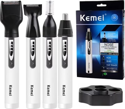 4in1 Kemei Oplaadbare Scheerapparaat - Krachtige Multifunctionele Scheerapparaat Set - Body Shaver + Baard + Haar + Wenkbrauw + Neus Trimmers - Voor Pijnloze ontharing en de perfecte Lichaamshaar verzorging - Unisex