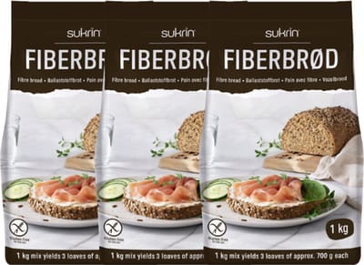 Sukrin | Broodmix | Fiberbrød | 1KG | 3 stuks | 3 x 1000 gram