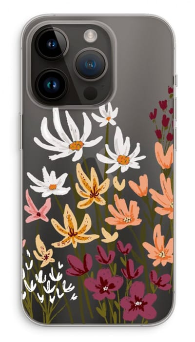 Case Company® - Hoesje geschikt voor iPhone 14 Pro hoesje - Painted wildflowers - Soft Cover Telefoonhoesje - Bescherming aan alle Kanten en Schermrand
