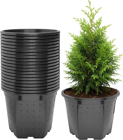 Garronda Set van 20 vierkante kunststof bloempotten met drainagegaten (Zwart, Ø25 x 20 cm – 7,5 L) GD-KW-RSC