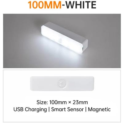 LED Nachtlampje 10/20/30/50CM Bewegingssensor USB Oplaadbaar Ultradunne Draadloze Garderobekast Keukenkast Nachtlampje 100mm wit
