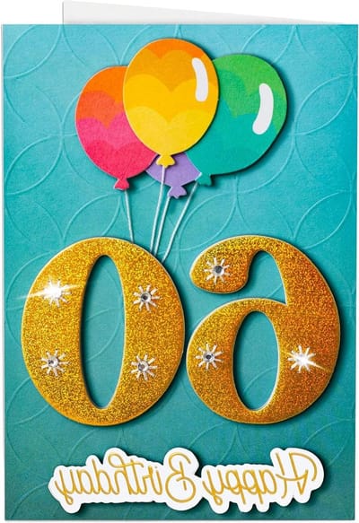 Kaart 3D - Happy Birthday 60 - met envelop en zegelsticker - voor een feestelijke verrassing - ShopVlot