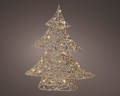 Metalen LED kerstboom 40 cm met 30 warm witte lampjes en timer – voor binnen