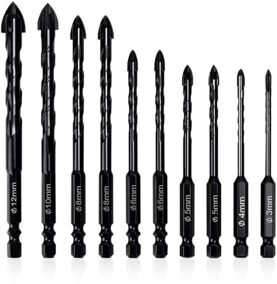 Boor Set - Tegel Boren - Glas Boren - Diamant Geslepen - 3-12 mm - Zwart