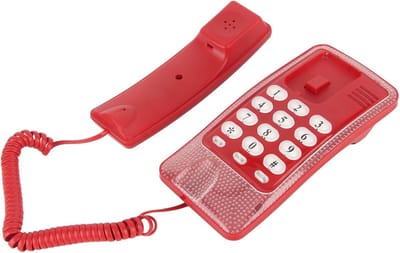 Vaste Telefoon - Huistelefoon Kantoor Telefoon - Betrouwbare Communicatie - Muur Monteerbaar - 19 x 9 x 8 cm - Rood