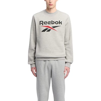 Reebok  Identity Big Logo Medium Grey Heather/vector Red Maat: S | Hoodies Outlet | Heren | Grijs