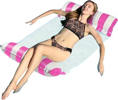 Livano Luxe Waterhangmat - Luchtbed Zwembad - Luchtmatras Opblaasbaar - Water Hangmat - Aqua Lounge - Roze