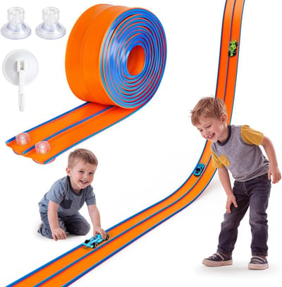 Flexibele Racebaan met Raceauto's voor Kinderen - 4,5 Meter Blauw en Oranje
