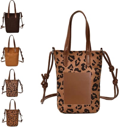 Leopardprint Telefoon Tas voor Vrouwen, Geschikt voor Mobiele Telefoons Tot 7,5 Inch, Handtas met Schouderriem en Compact Ontwerp