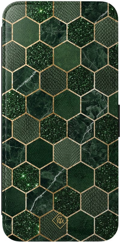 Casimoda® bookcase - Geschikt voor Samsung Galaxy A57 - Hoesje met pasjeshouder - Green Cubes - Groen - Kunstleer