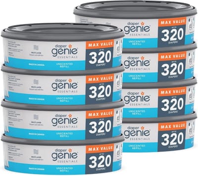 Navulling 8-Pack voor Luiers | Tot 2560 Pasgeborenen | Ongeparfumeerde Film | Geschikt voor Diverse Emmers