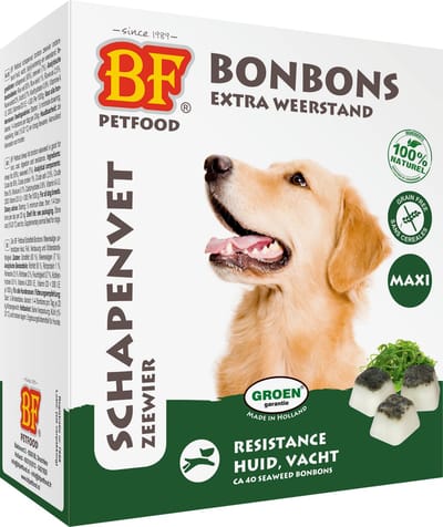 BF Petfood Schapenvet Zeewier maxi 16 doosjes van ca 40 st.