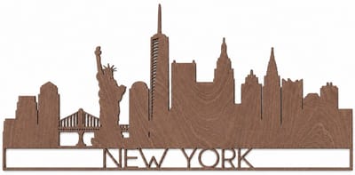 Houten wanddecoratie - Wooden wall decoration | Skyline New York 70 x 33cm | Donker hout - Dark wood | Muurdecoratie - Wall art - Design Wandfiguur - Echt Hout - Real Wood - City - Citytrip - Stad