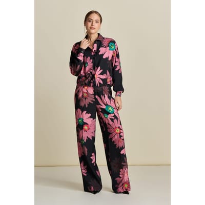 POM Amsterdam Pants - Big Blooming Pink Maat: 34 | Wijde Broeken Outlet | Dames | Roze
