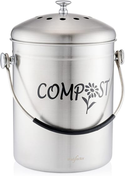 Voedselveilig Roestvrijstaal Geurloos Compostbak Keukenemmer met Reservefilters - Mat Designer
