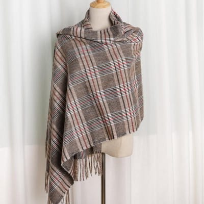 Winter Kasjmier Ruit Design Sjaal Dames Warme Sjaal Wraps Zachte Pashmina Heren Lange Kwasten Sjaals Dikke Deken Foulard Bandana One Size gray
