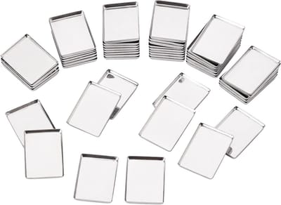 50 Stuks Lege Metalen Paletten, Rechthoekige Palette Pannen 0.8 x 1.1 Inch voor Oogschaduw, Blush en Lippenstift Organisatie in Magnetisch Make-up Palet