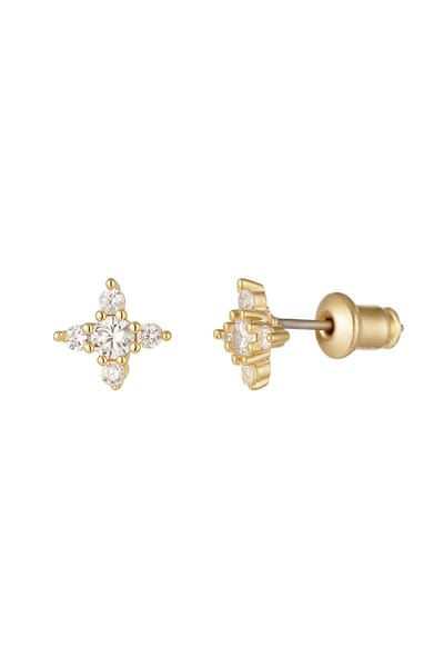 Oorknopjes met sterretjes en steentjes - Yehwang - 0,70 x 0,70 cm - Studs - Oorstekers - Dames oorbellen - Oorbellen voor kinderen - Gouden oorbellen - Kerst cadeau - Kerst sieraden - Moederdag - Valentijn - Nikkel vrij - Gouden oorknopjes
