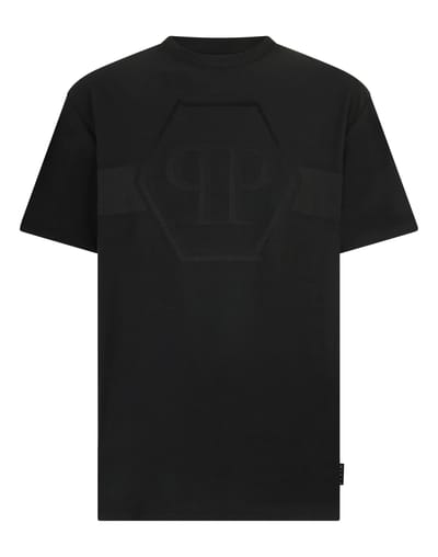 Round Neck T-Shirt Jacquard Hexagon Line